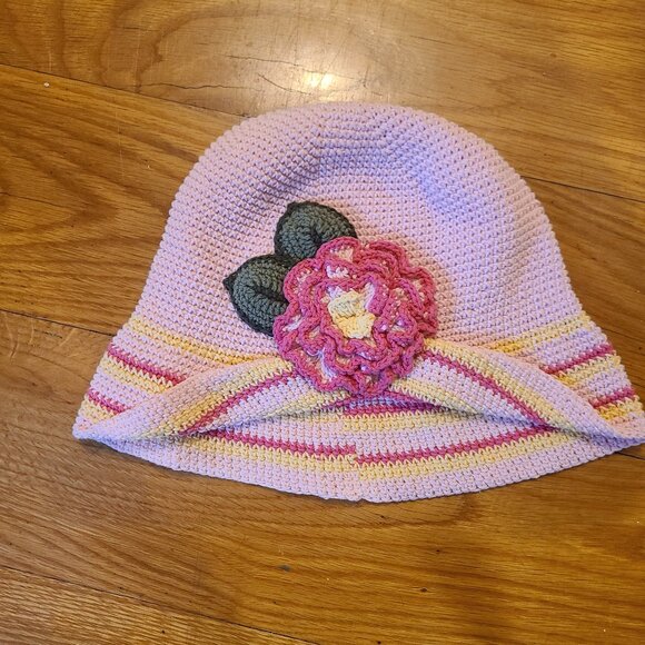 NWT Crocheted Pink Flower Hat - Picture 1 of 4